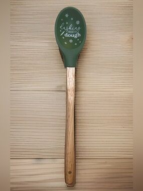 Krumbs Kitchen Farmhouse Holiday Silicone Cooking Spoon w/ Wooden Handle Dough